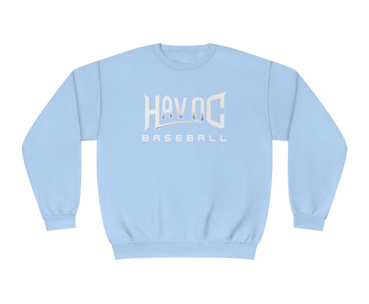 Havoc Baseball Cotton Crewneck Sweatshirt- Light Blue